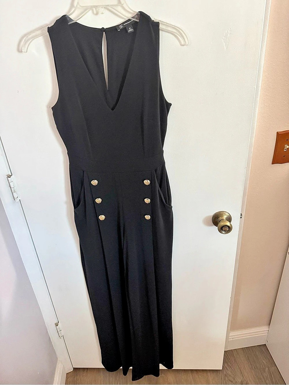 INC International Concepts Black Wide-Leg Jumpsuit Size XS Like New